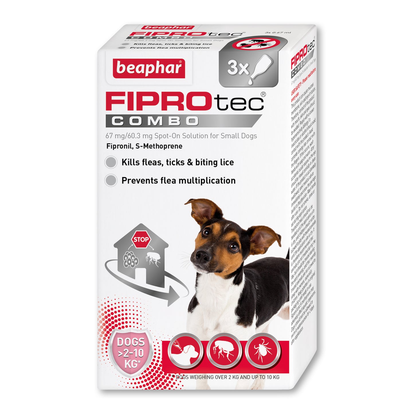 Beaphar FIPROtec® COMBO Flea & Tick Spot-On for Small Dogs (2-10kg), 3 Pipettes