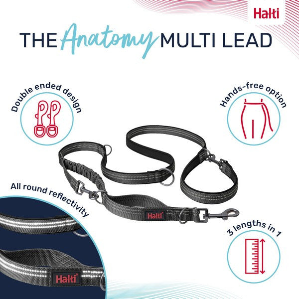 Company of Animals Halti Anatomy Multi Lead Grey