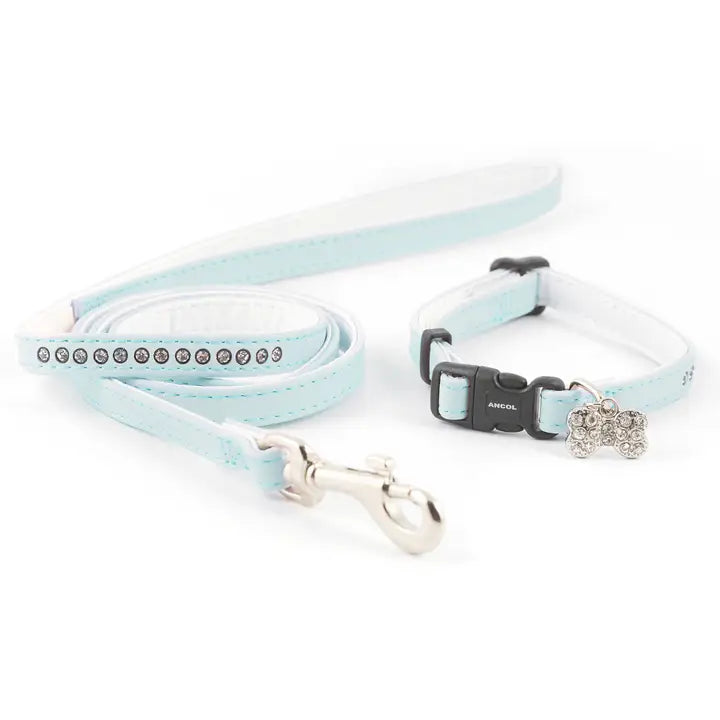 Small Bite Puppy Collar & Lead Set - Jewel Blue