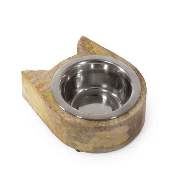 Rosewood Wooden Cat Bowl 190ml