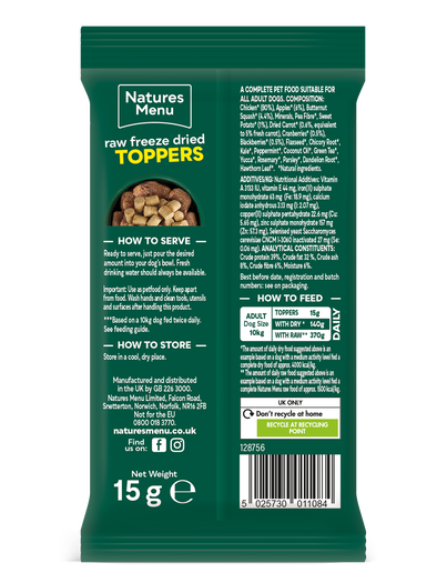 Natures Menu Frozen Dried Toppers 15g - Chicken
