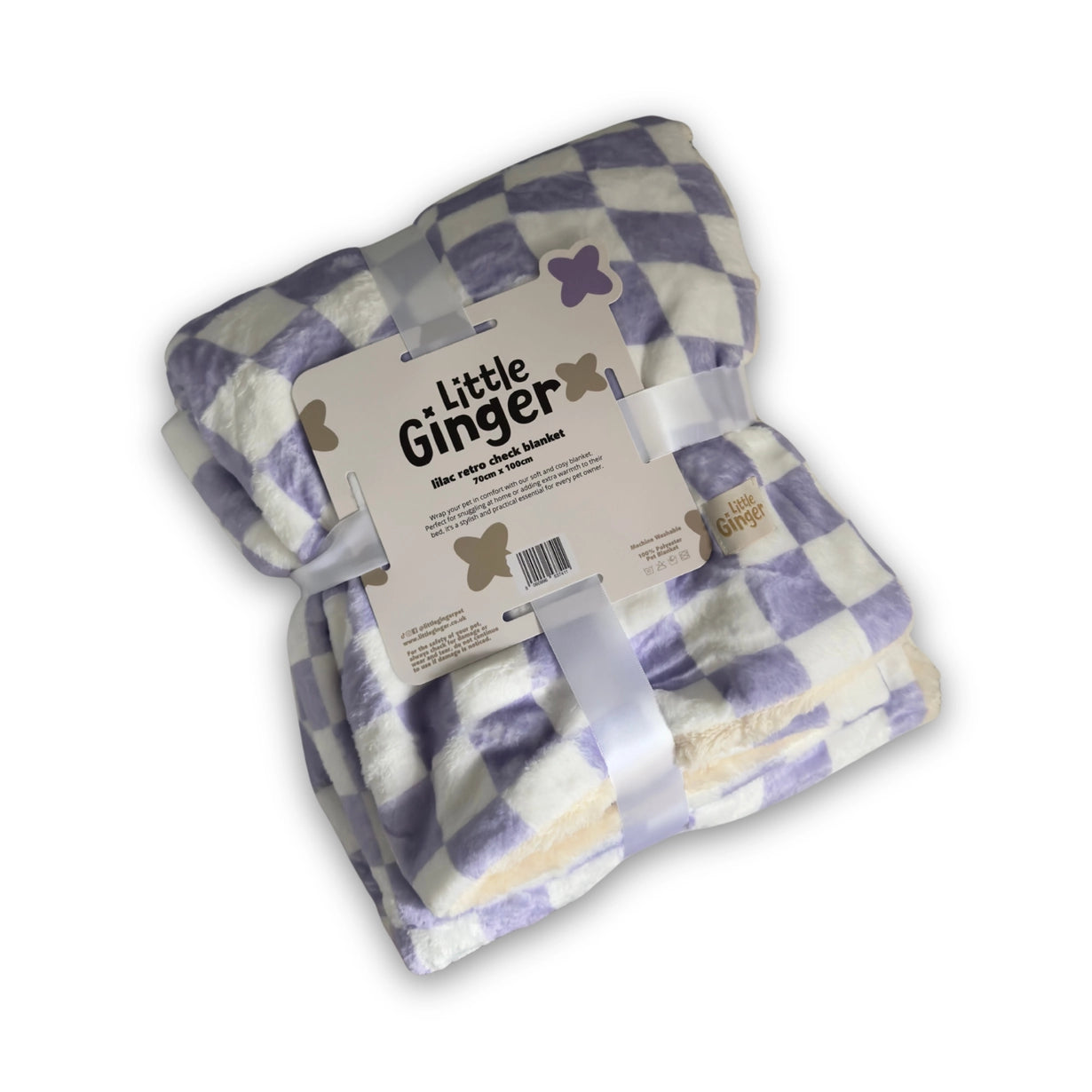 Little Ginger Cosy Blanket Retro Check Lilac