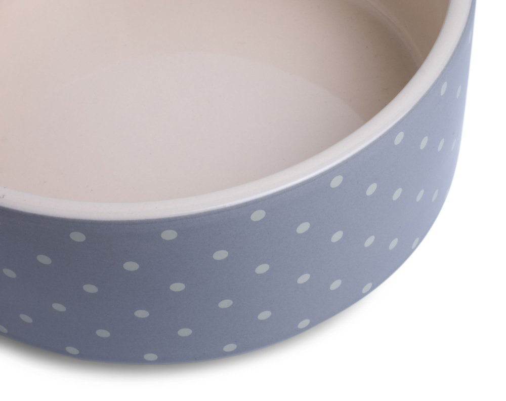 Petface Grey Dots Ceramic Dog Bowl 15cm