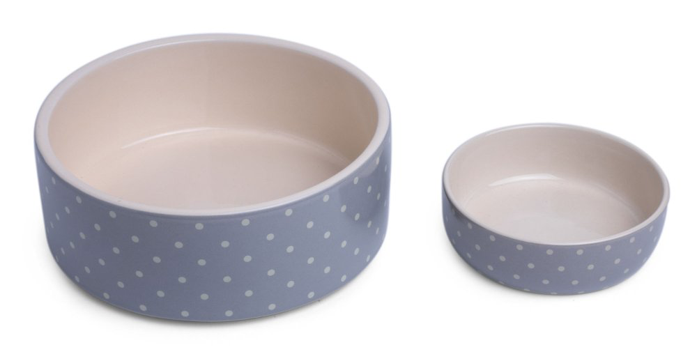Petface Grey Dots Ceramic Dog Bowl 20cm