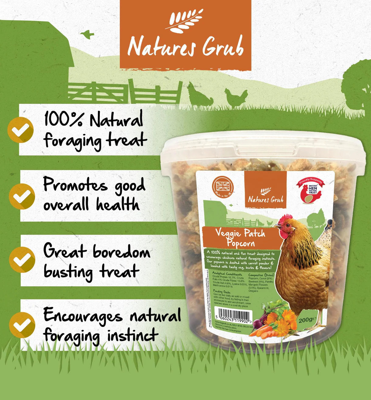 Natures Grub Veggie Patch Popcorn 200g