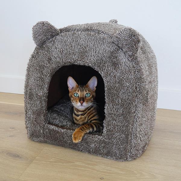Rosewood Brown Teddy Bear Cat Bed