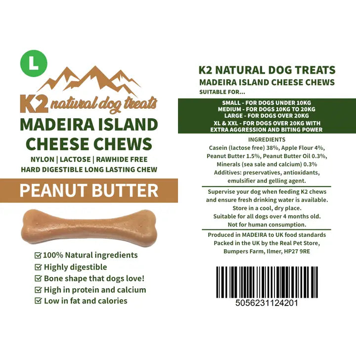 K2 Madeira Cheese Chews PB Lrg 83g