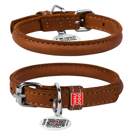 WAUDOG Leather Collar Brown