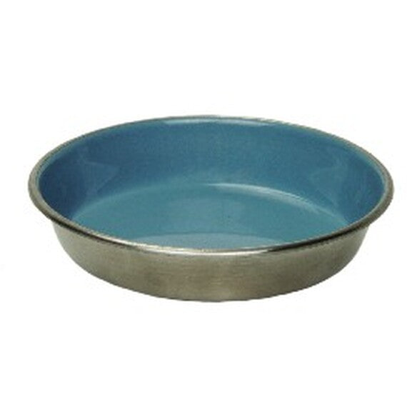 Classic Shallow Metal Cat Dish 11cm - Blue