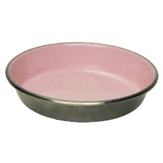 Classic Shallow Metal Cat Dish 11cm - Pink