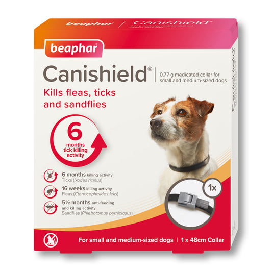 Beaphar Canishield Flea & Tick Dog Collar - S/M 48