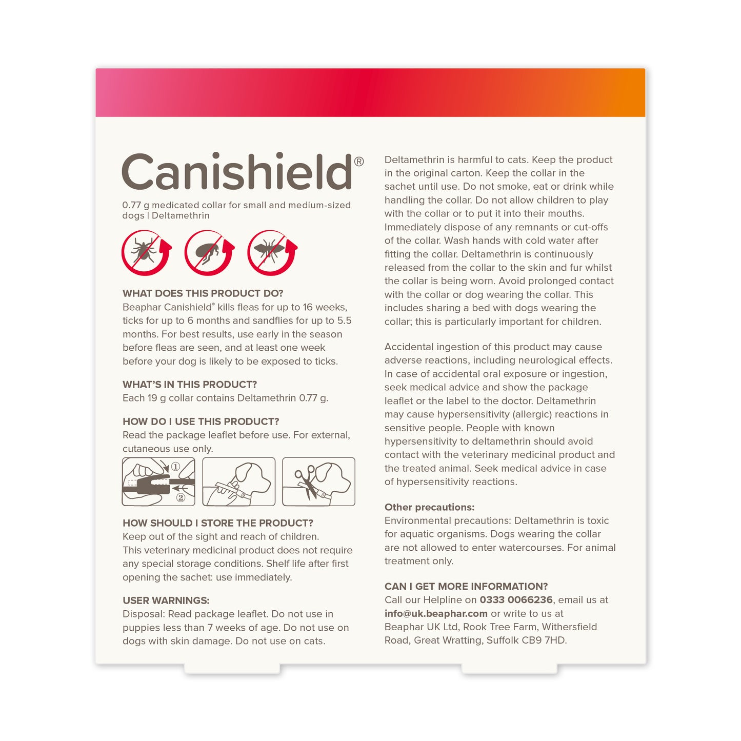 Beaphar Canishield Flea & Tick Dog Collar - S/M 48