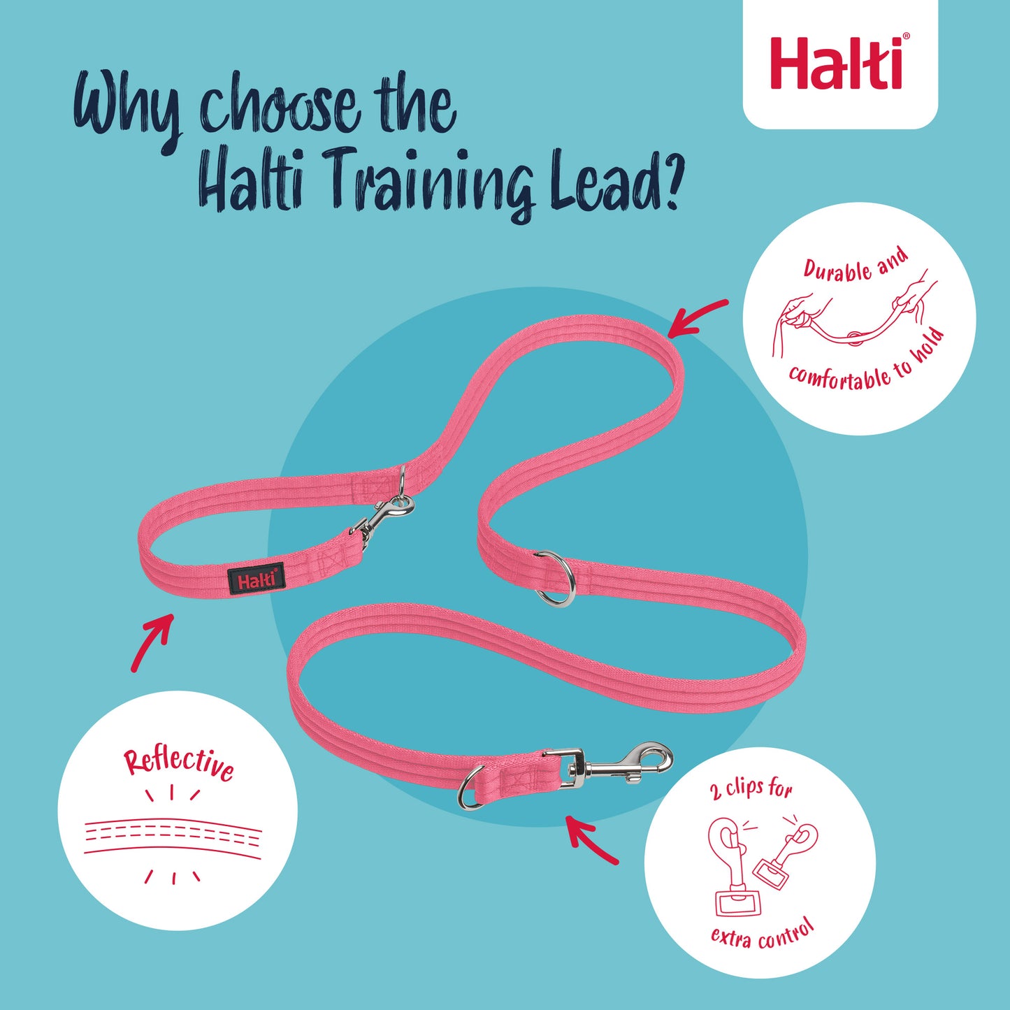 Company of Animals Halti Training Lead Cobalt Pink