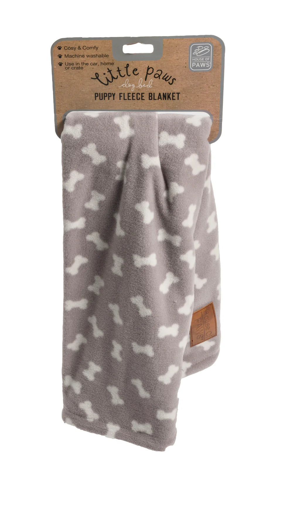 House of Paws Puppy Grey Fleece Bone Blanket