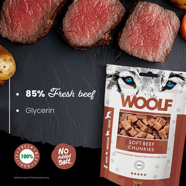 Woolf Soft Beef Chunkies 100g
