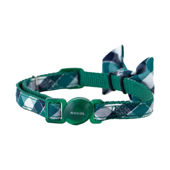 Ancol Green Tartan Bow Tie Cat Collar