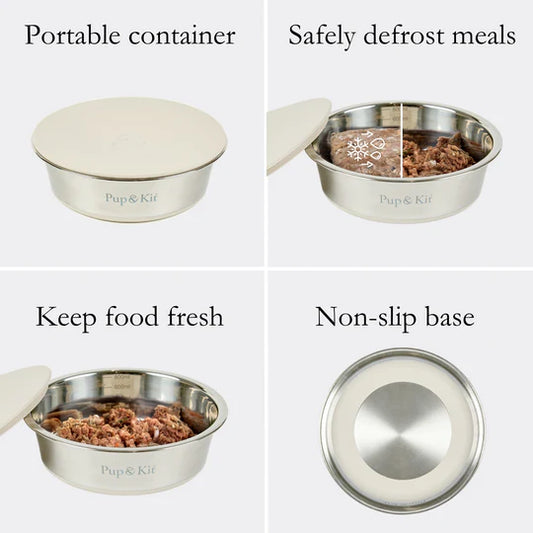 Lid-It Pet Bowl & Stay-Fresh Lid - Beige