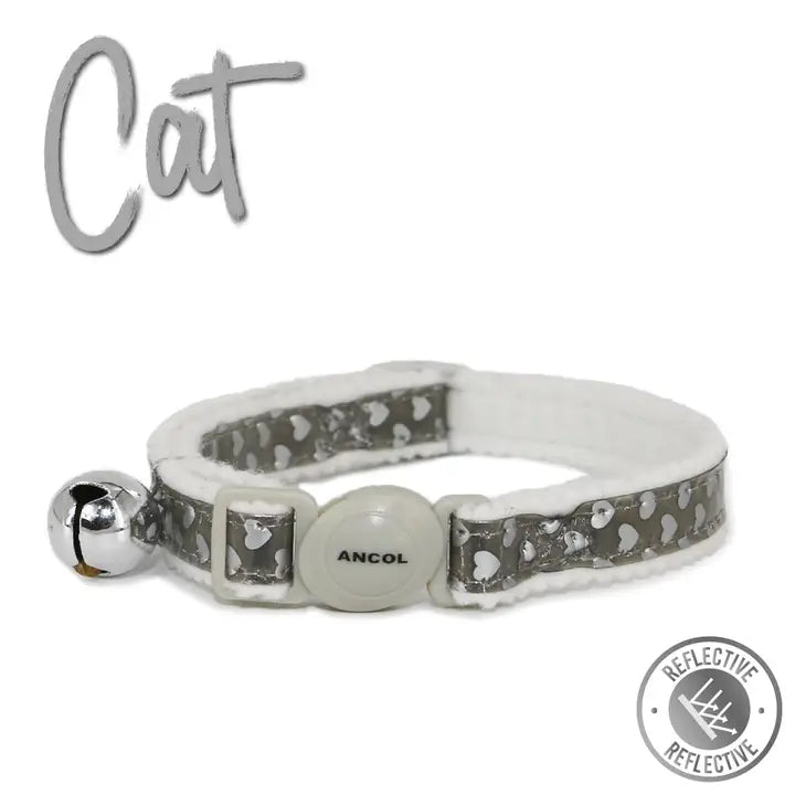 Ancol Hearts Safety Cat Collar Silver