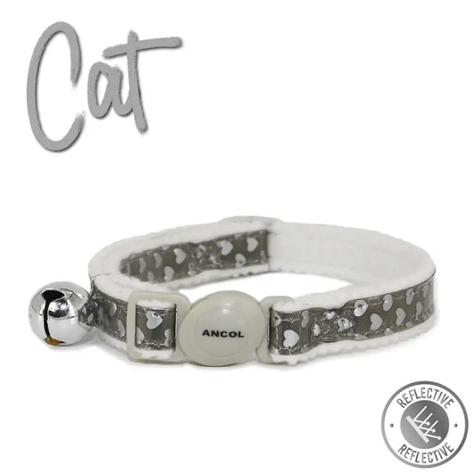 Ancol Hearts Safety Cat Collar Silver