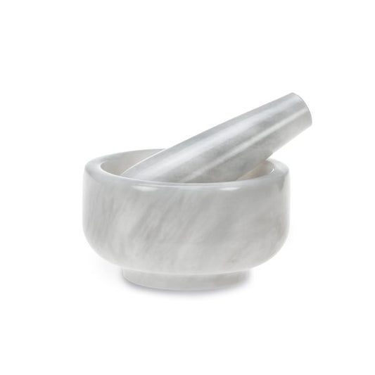 British Fossils - White Marble Pestle & Mortar 4"