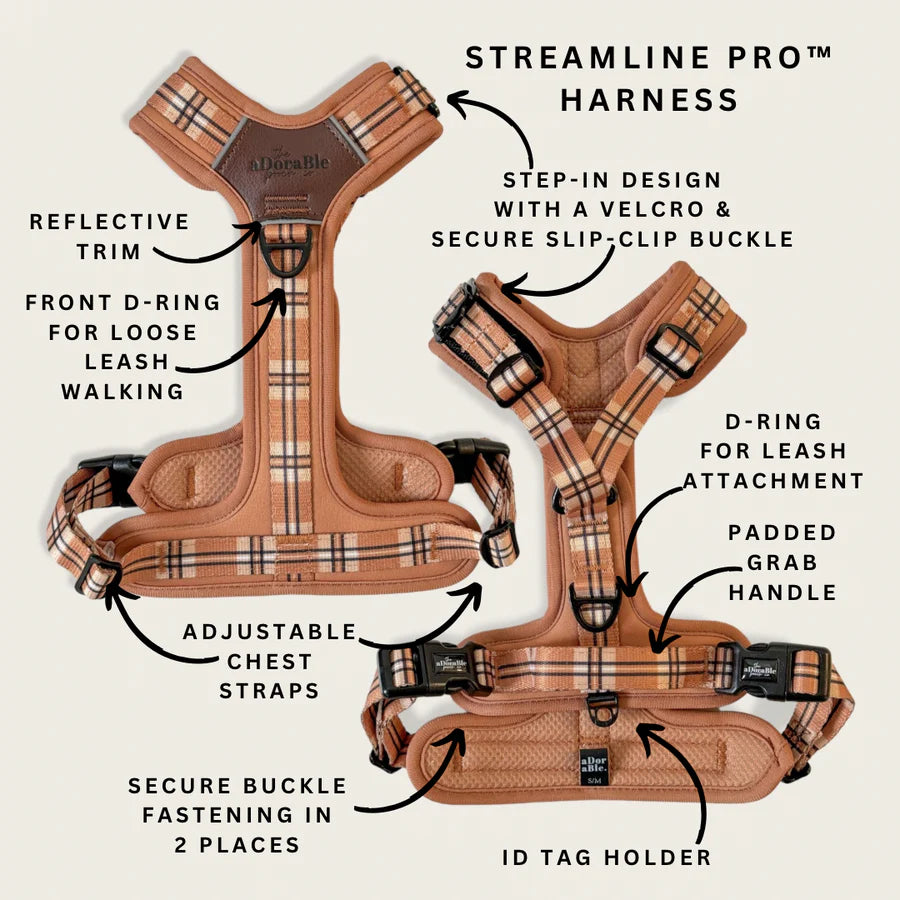 The aDoraBle Pooch Co. Streamline Harness Butterscotch Biscuit