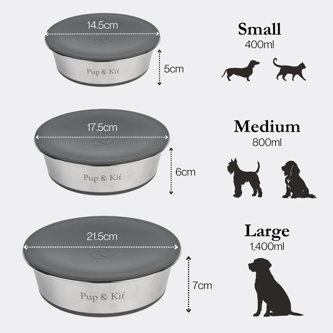 Lid-It Pet Bowl & Stay-Fresh Lid - Grey