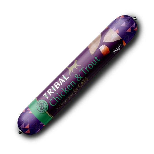 Tribal Cat 70% Gourmet Sausage Chicken & Trout 100g