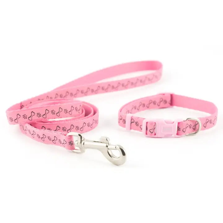 Small Bite Puppy Collar & Lead Set - Reflective Paw Bone