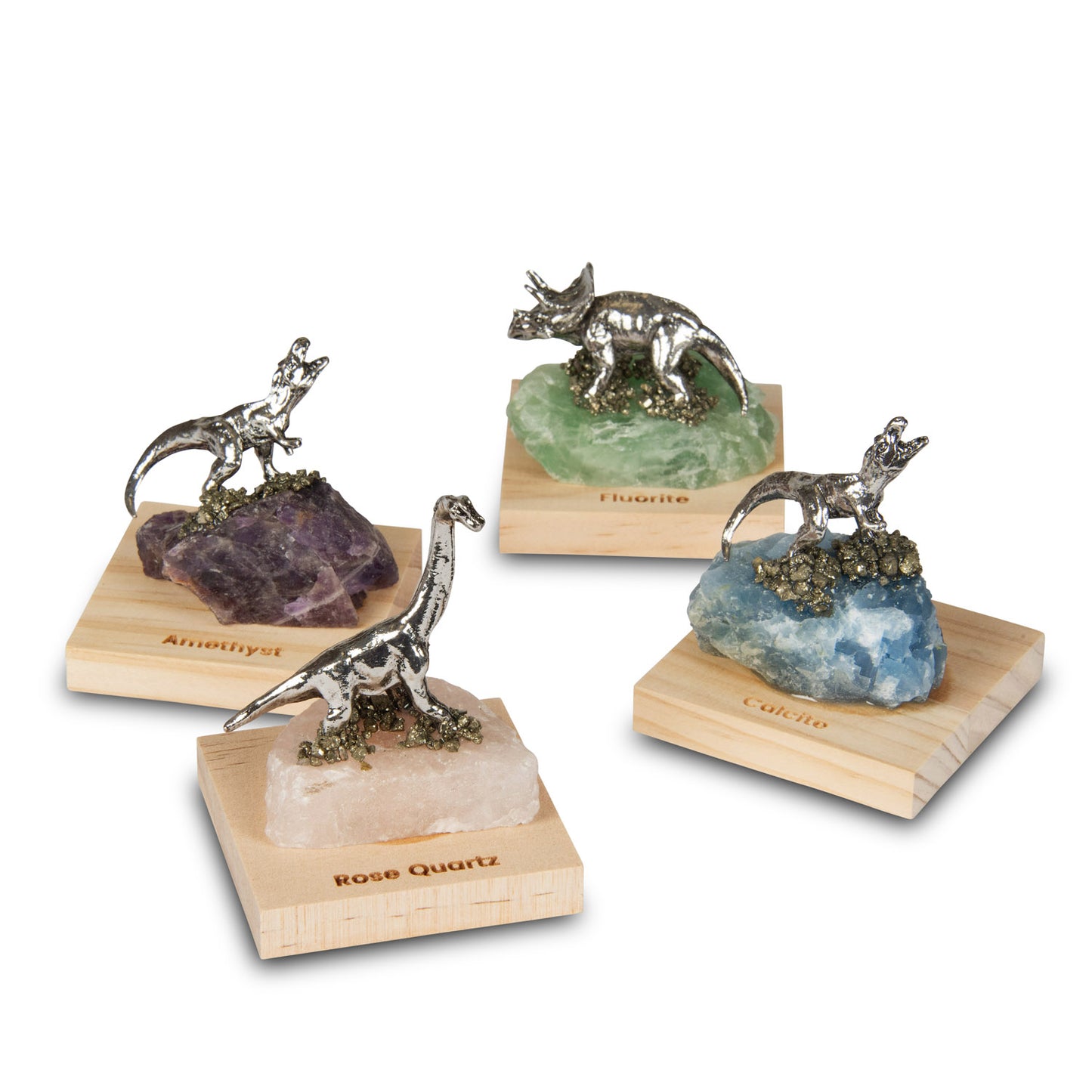 British Fossils Dinosaur Rocks - Metal Figurine on Mineral