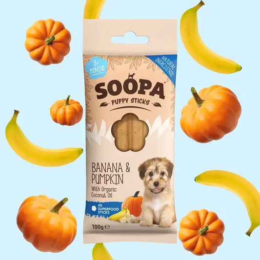 Soopa Banana & Pumpkin Puppy Sticks 100g