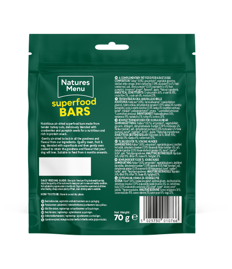 Natures Menu Dog Superfood Bars 70g - Turkey