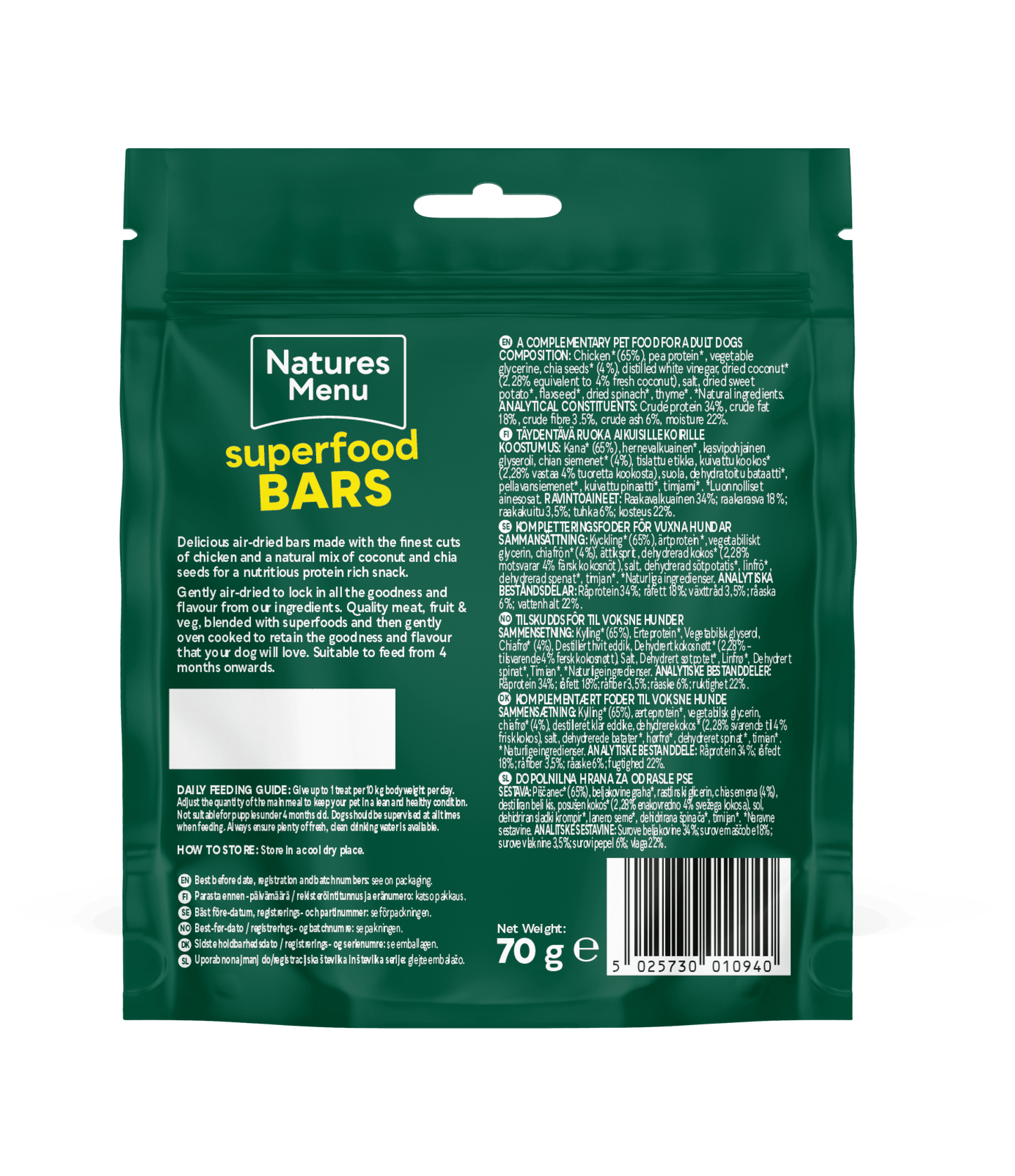 Natures Menu Dog Superfood Bars 70g - Chicken