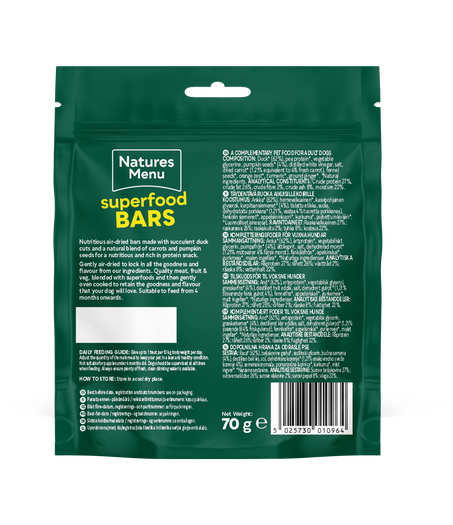 Natures Menu Dog Superfood Bars 70g - Duck