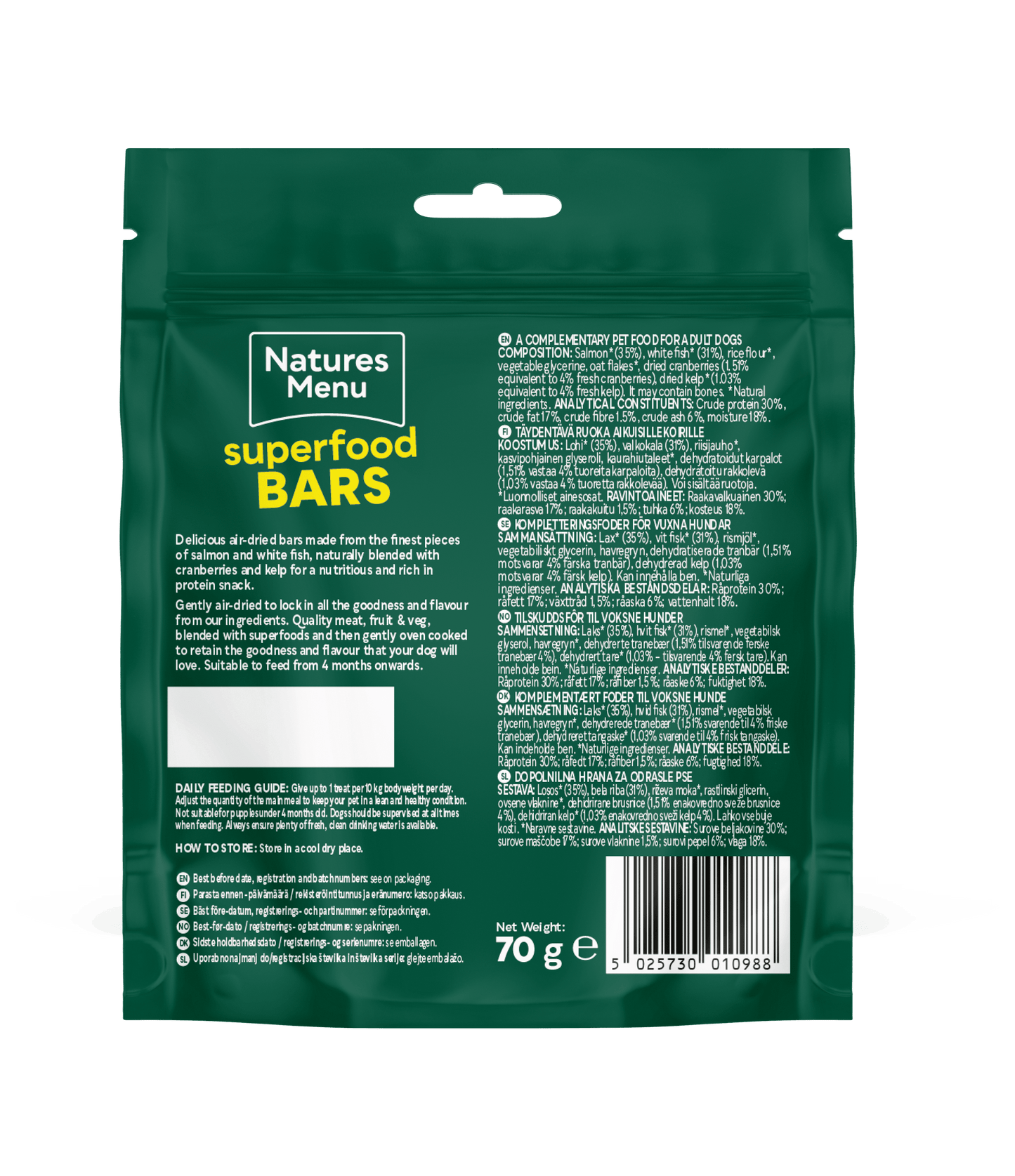 Natures Menu Dog Superfood Bars 70g - Salmon & White Fish