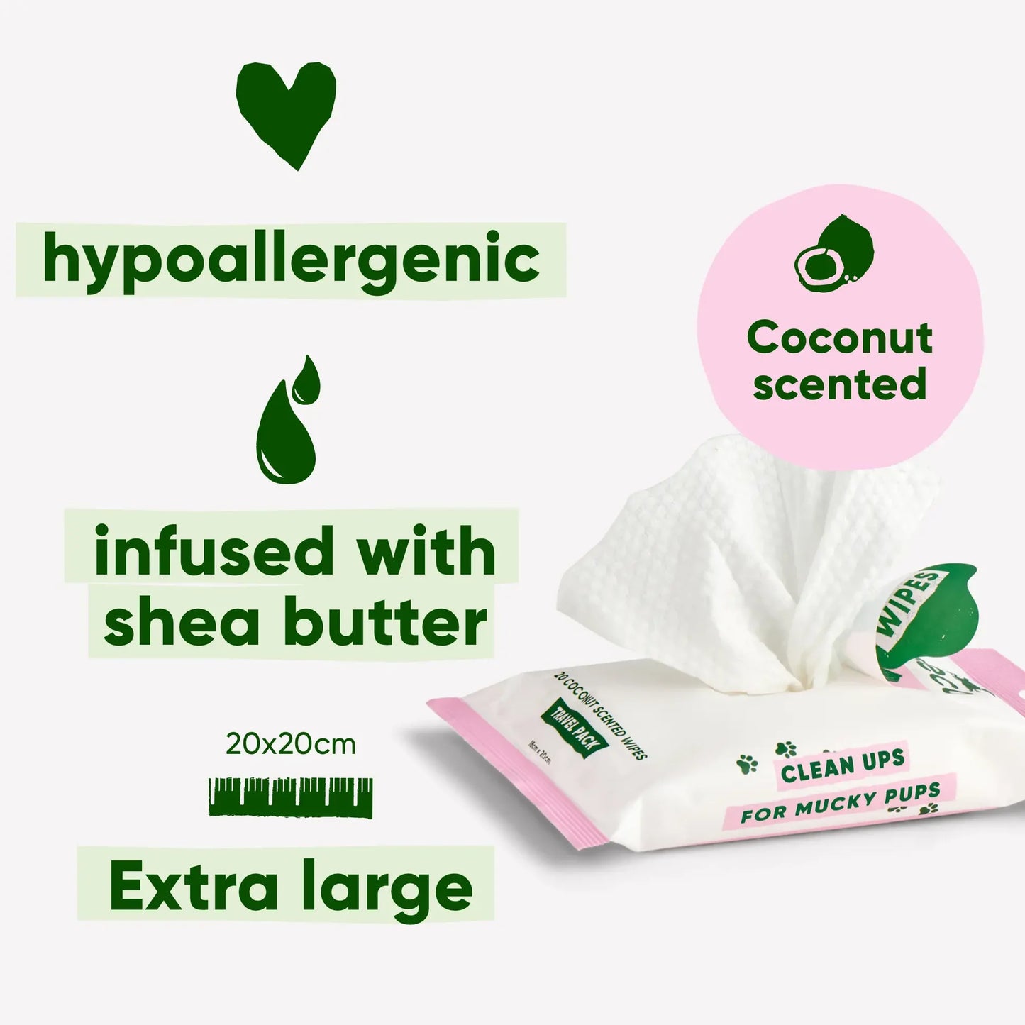 Beco Bamboo Dog Travel Wipes - Coconut