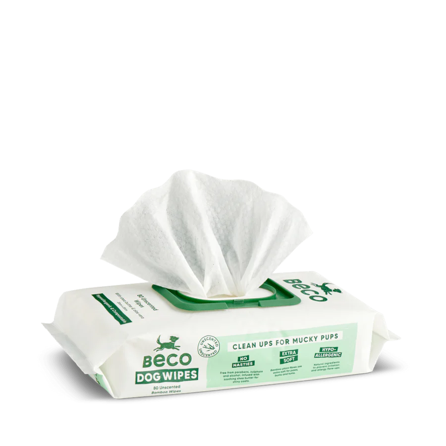Beco Bamboo Dog Wipes - Unscented 80 Pack