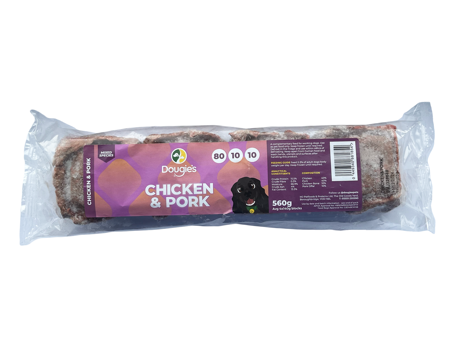 Dougies Pets Chicken & Pork 80/10/10 560g (4x140g)