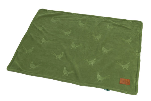 House of Paws Green Embossed Pheasant Fleece Blanket