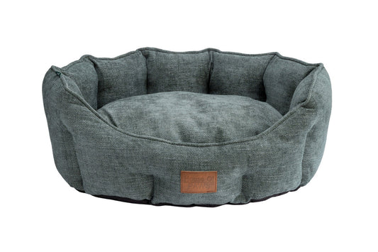 House of Paws Green Chenille Oval Bed
