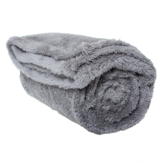 Pet Wiz Fluffy Fleece Blanket - Grey Small 60x80cm