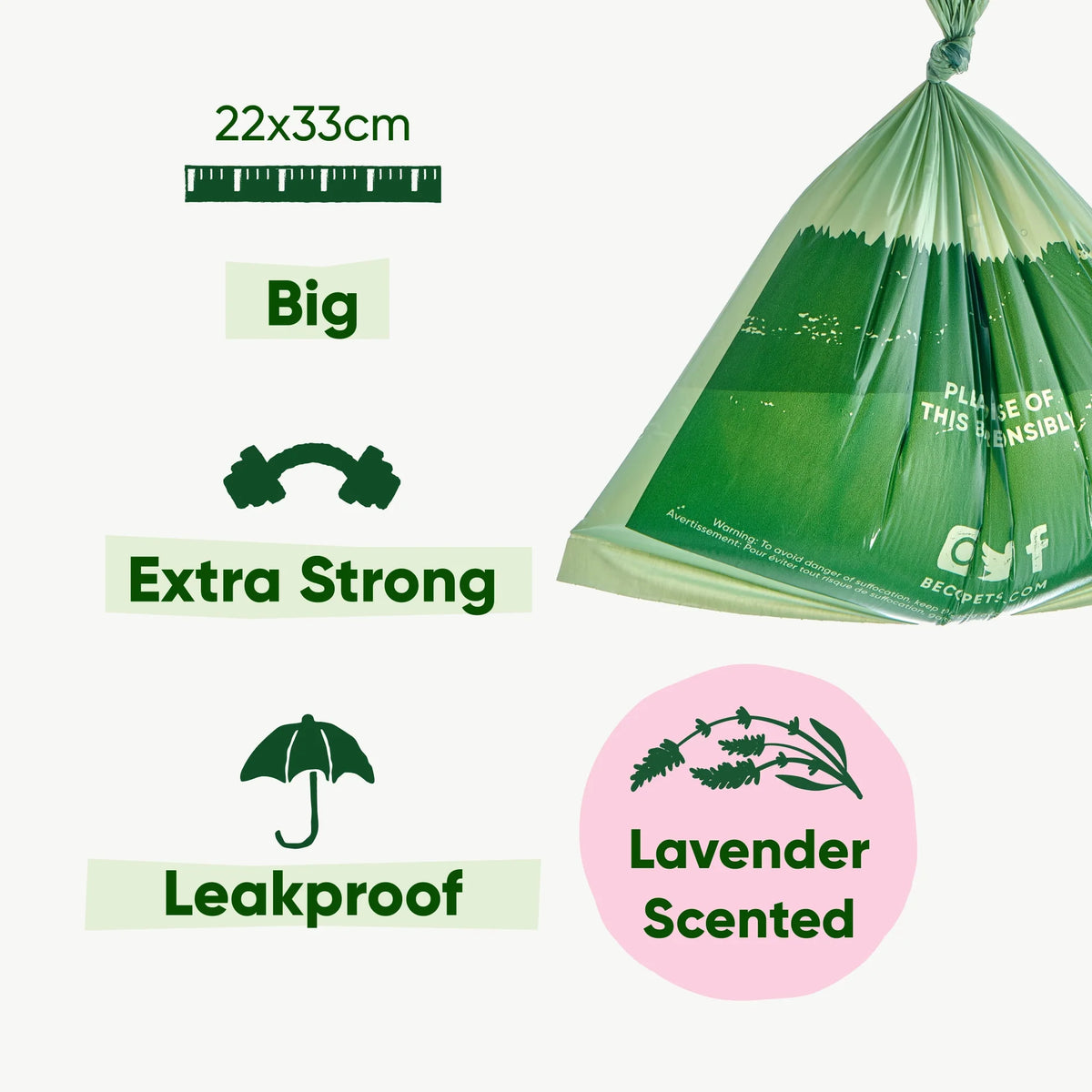 Beco Poop Bag Dispenser & Refill Rolls - Lavender