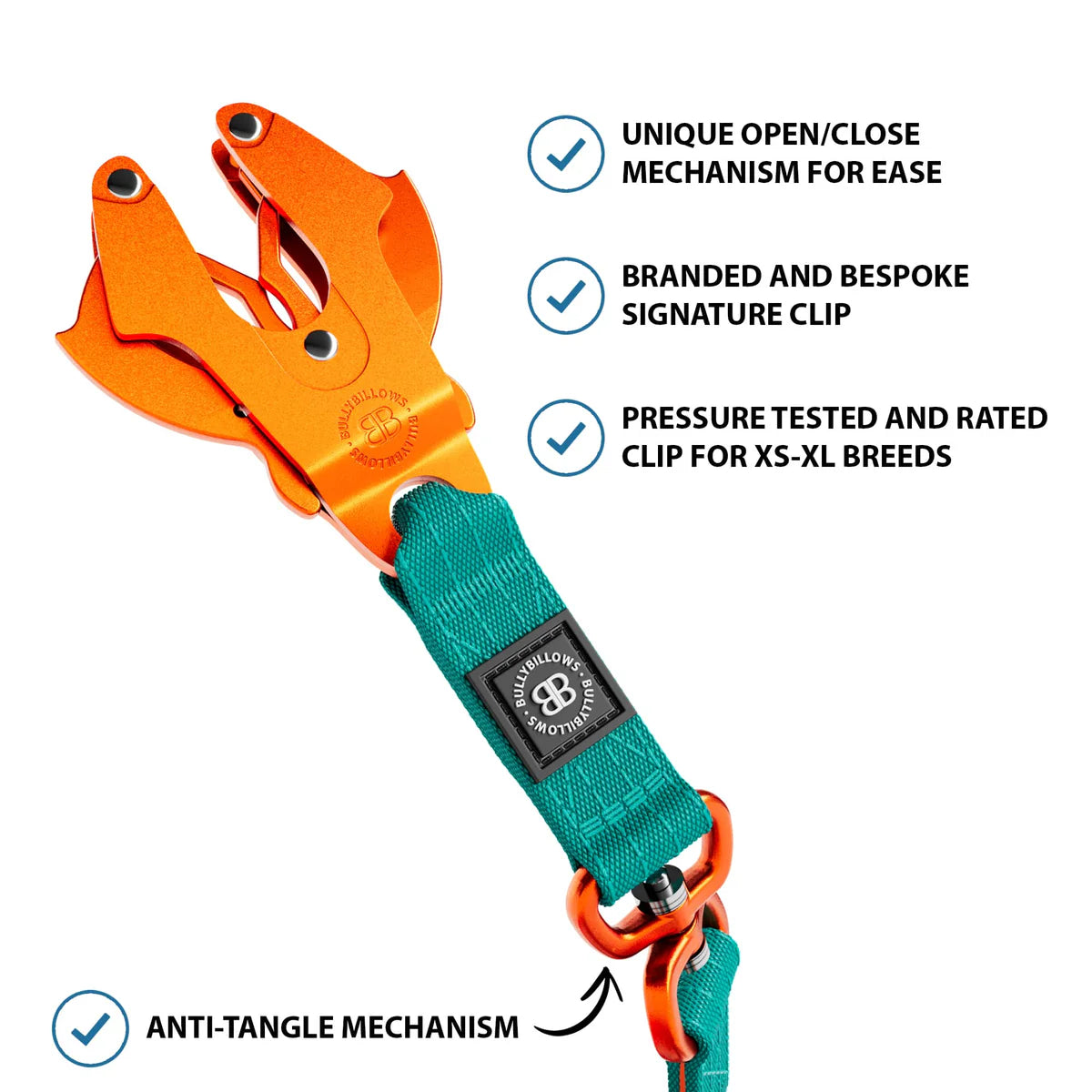 BullyBillows 1.4m Swivel Lead Turquoise/Orange