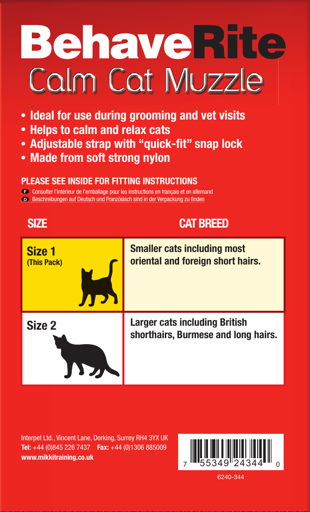 Mikki Calm Cat Muzzle