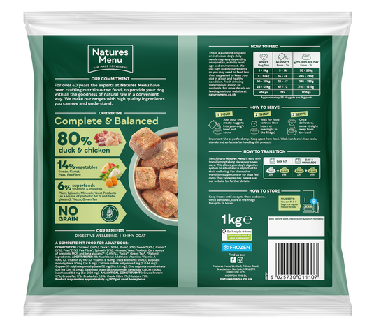 Natures Menu Nuggets 80/20 - Duck & Chicken 1kg