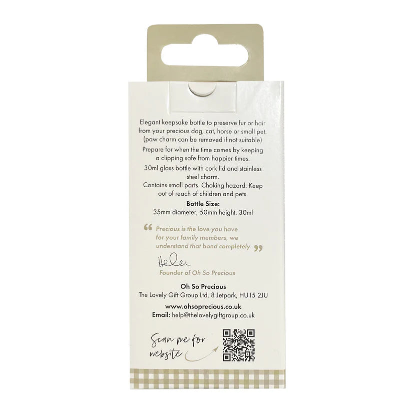 Oh So Precious Pet Fur Keepsake Bottle 30cl