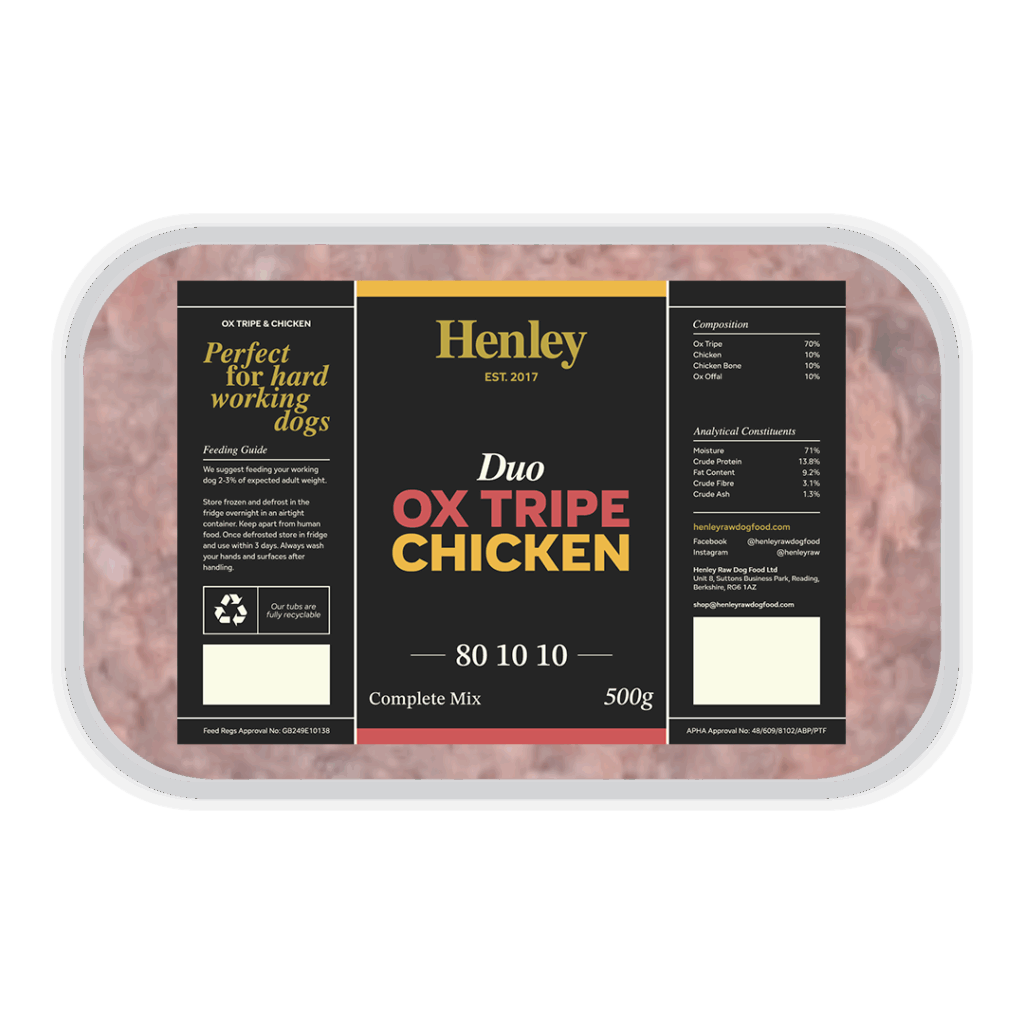Henley Raw Duo Ox Tripe & Chicken 80/10/10 500g