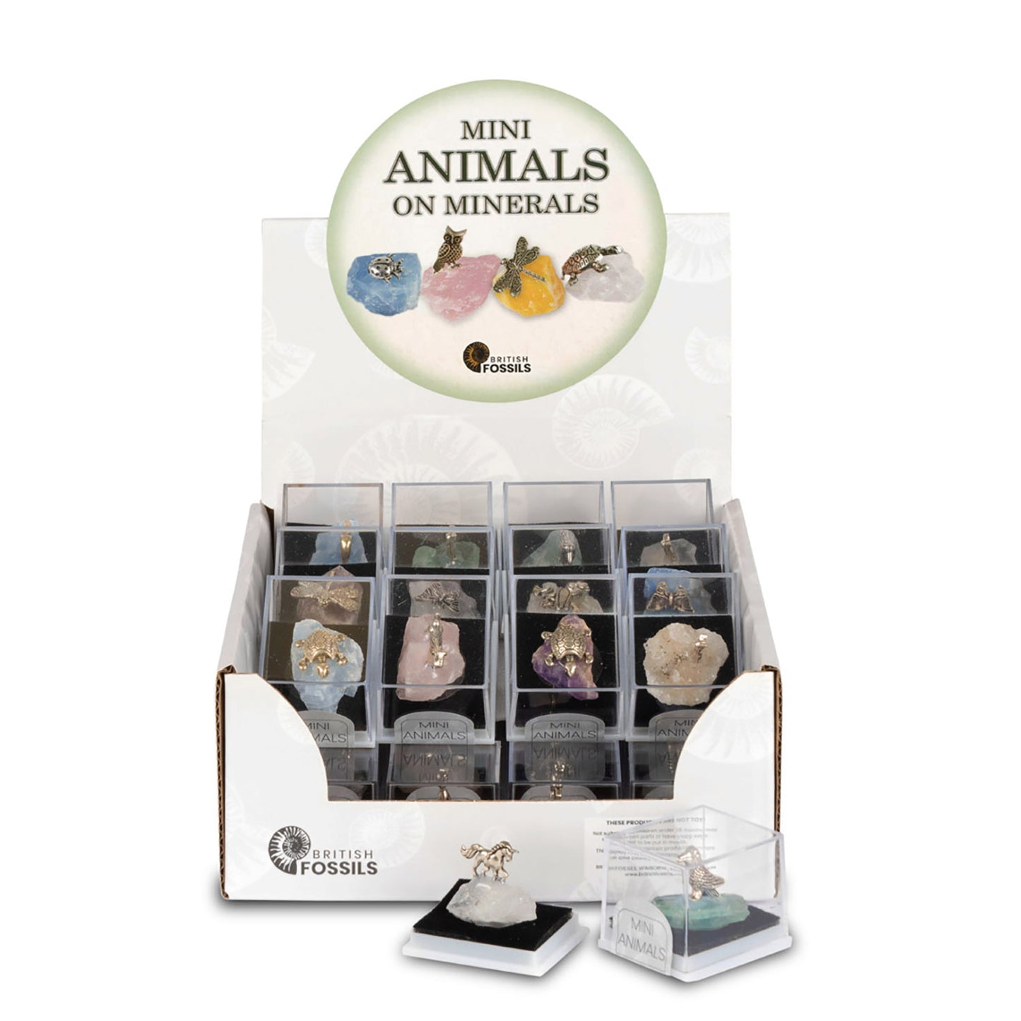British Fossils - Mini Metal Animals on Minerals