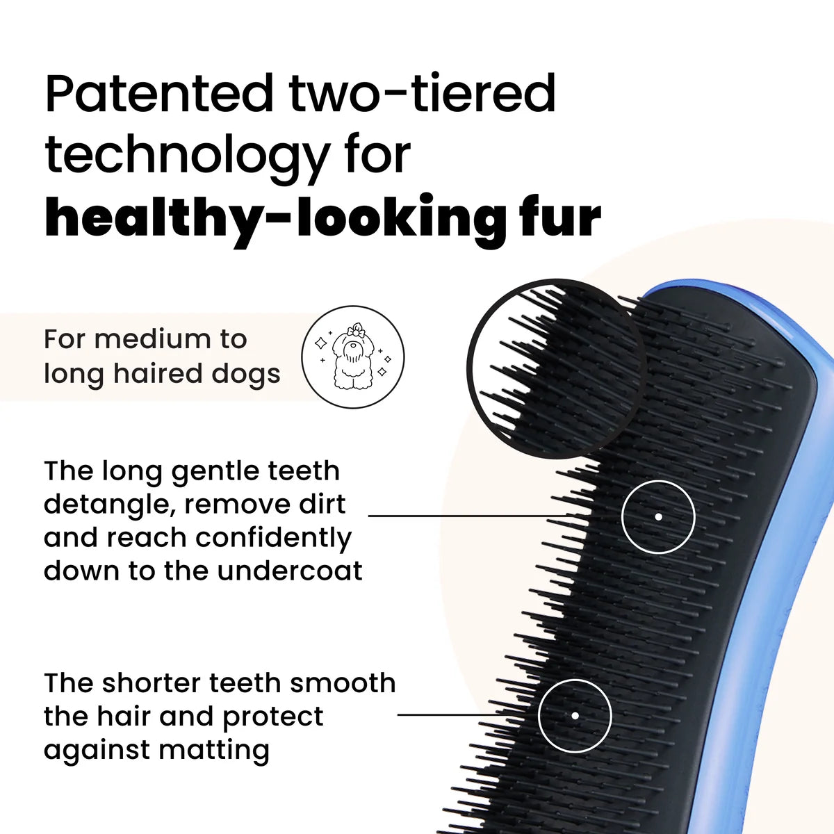 Pet Teezer Detangling Grooming Brush - Blue & Grey
