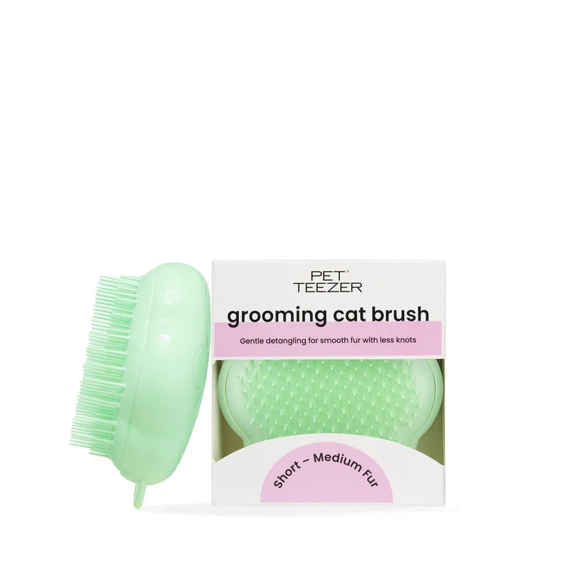 Pet Teezer Cat Grooming Brush - Green