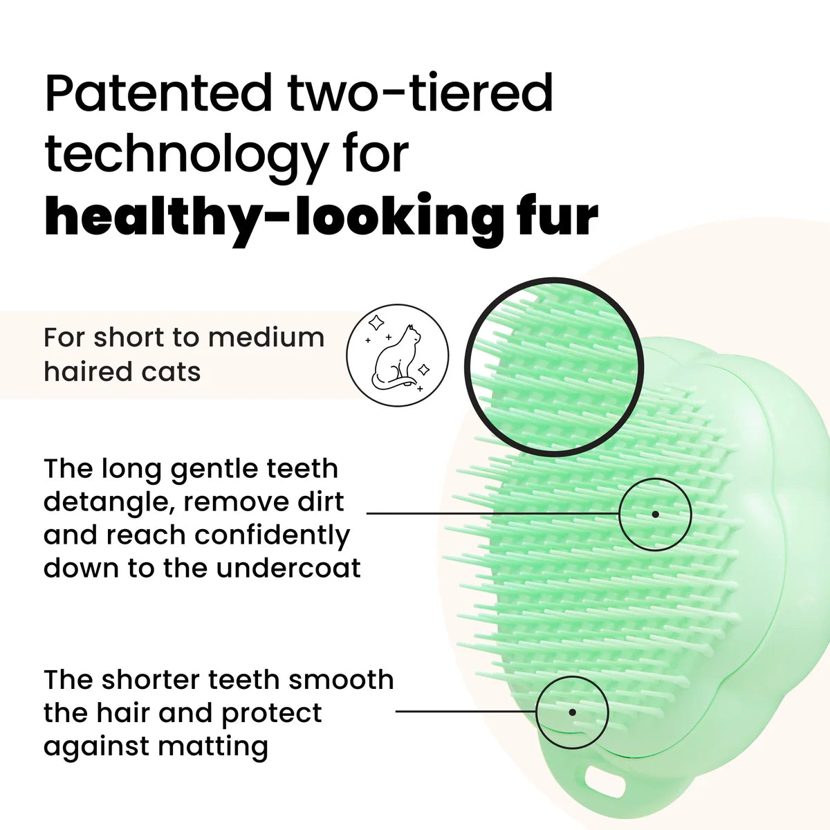 Pet Teezer Cat Grooming Brush - Green